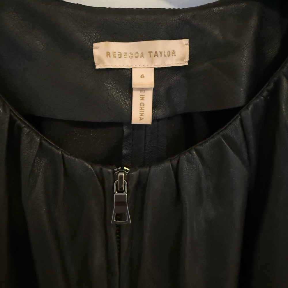 Rebecca Taylor Black Vegan Leather Jumpsuit size 6 - Picture 5 of 10